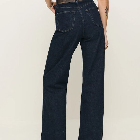 Reformation Cary High Rise Slouchy Wide Leg Jeans Ondine - Size 32 - Picture 3 of 7